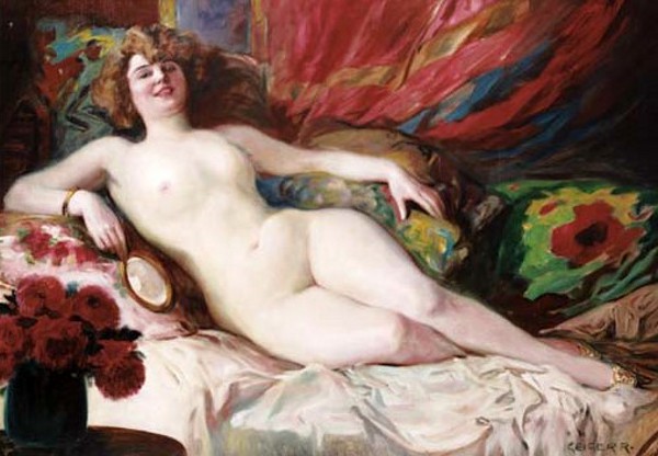 A Reclining Female Nude By Jean